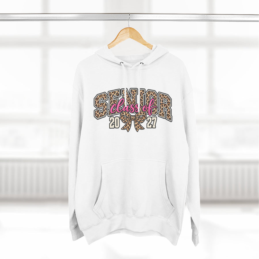 Senior Class of 2027 Leopard Ribbon Fleece Hoodie