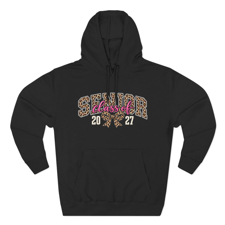 Senior Class of 2027 Leopard Ribbon Fleece Hoodie