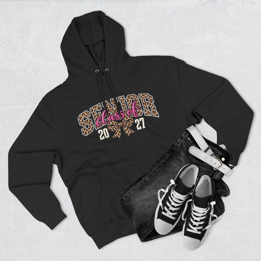 Senior Class of 2027 Leopard Ribbon Fleece Hoodie