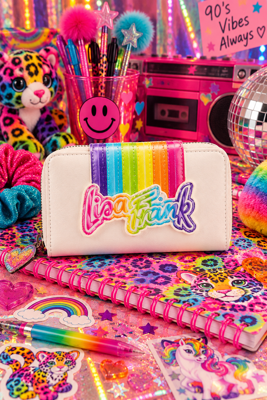 Lisa Frank Rainbow Logo Zip Around Wallet