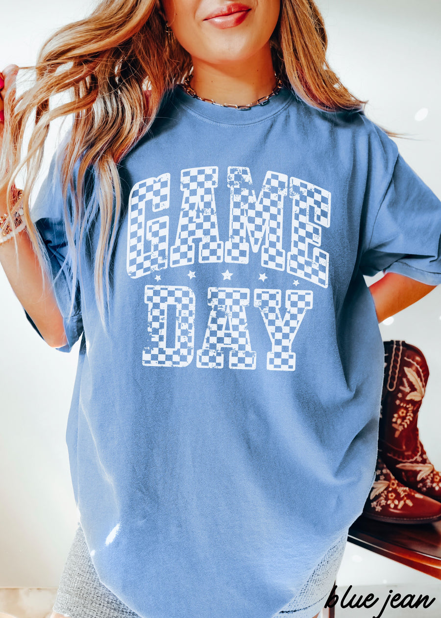 Game Day Checkered Tee *12 Colors (S-3X)