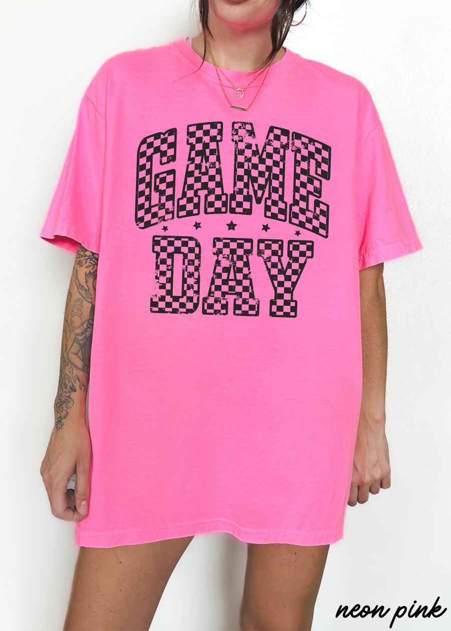 Game Day Checkered Tee *12 Colors (S-3X)