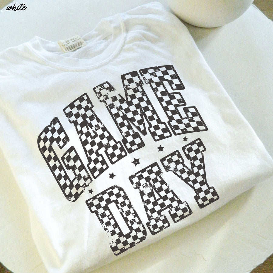 Game Day Checkered Tee *12 Colors (S-3X)