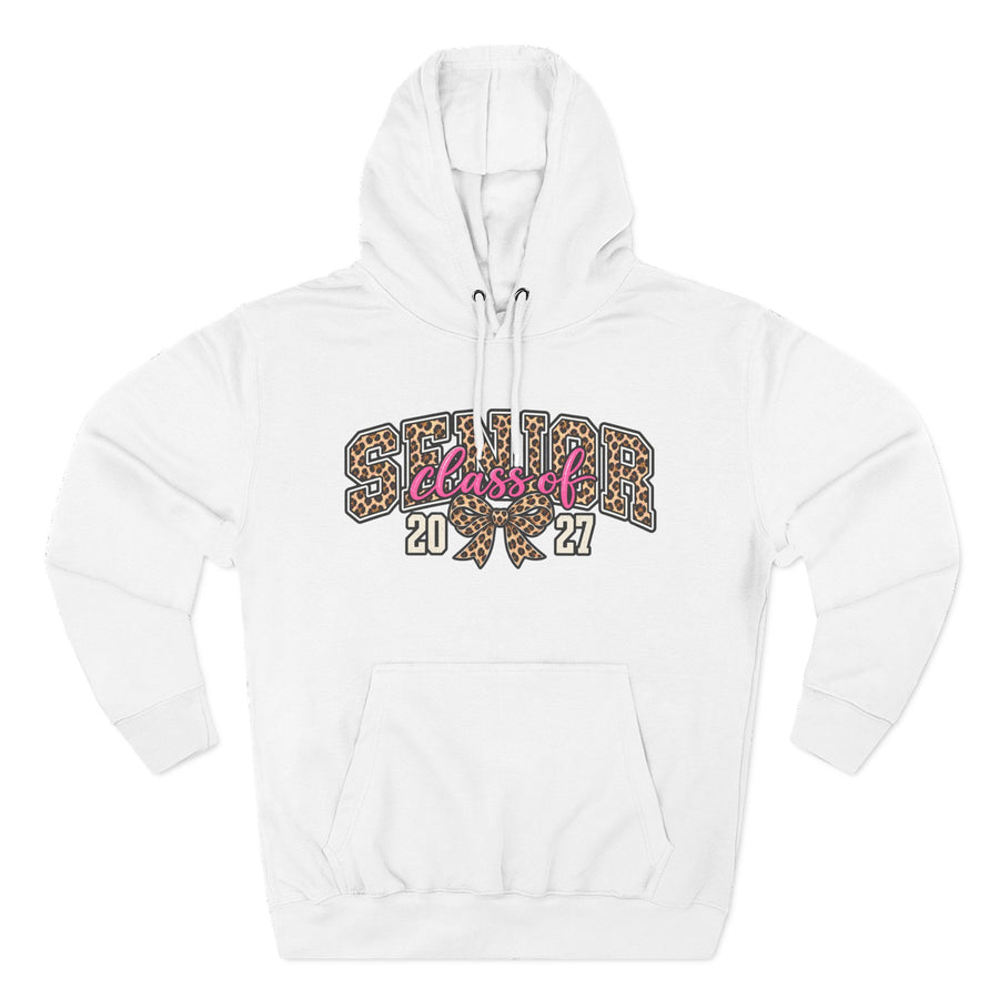 Senior Class of 2027 Leopard Ribbon Fleece Hoodie