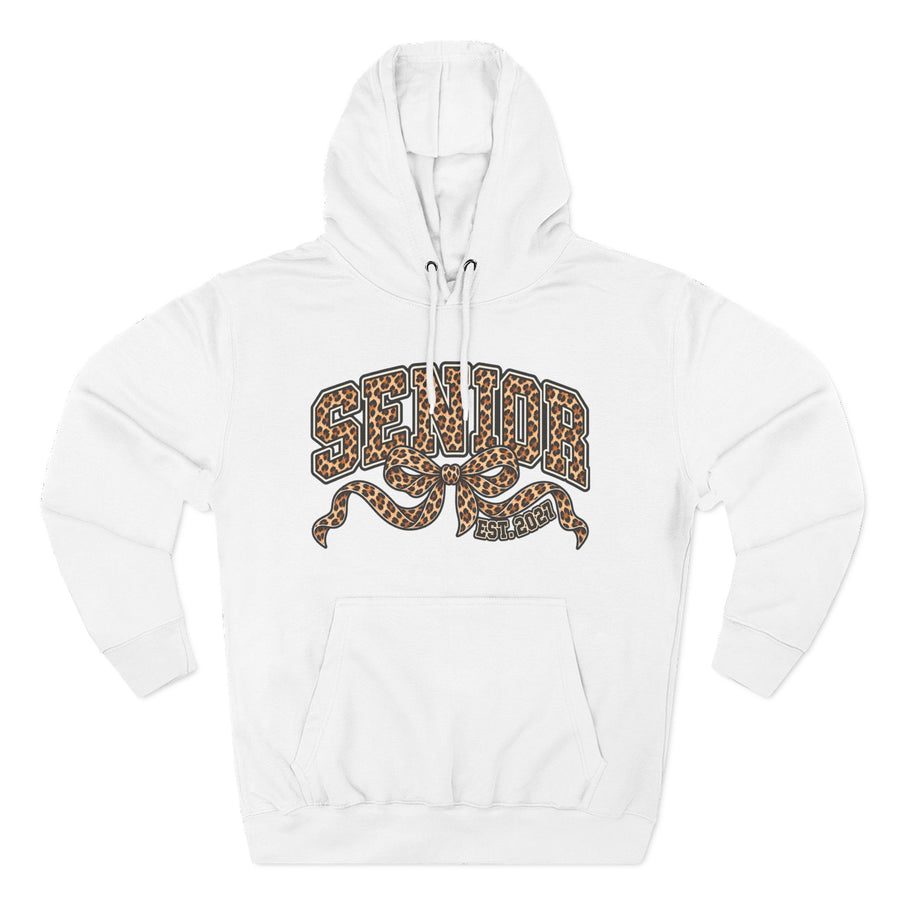 Senior Leopard Print Hoodie — 'Senior' Graphic Fleece Pullover