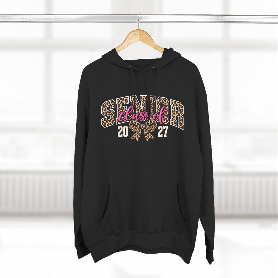 Senior Class of 2027 Leopard Ribbon Fleece Hoodie
