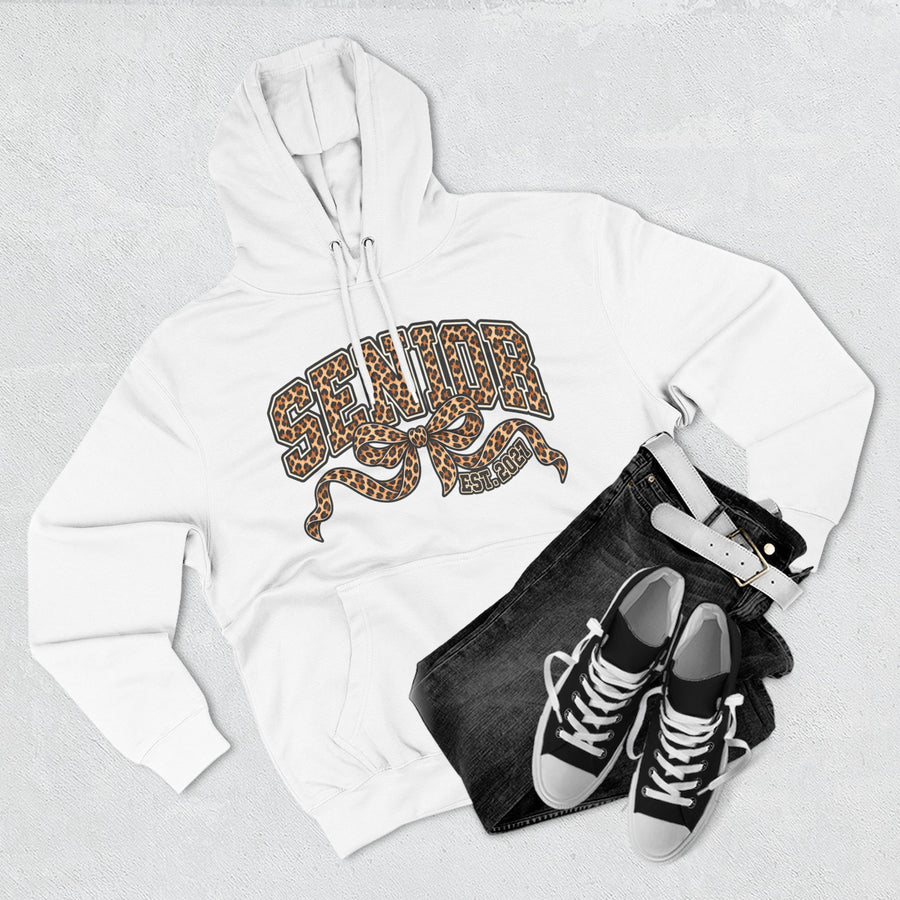 Senior Leopard Print Hoodie — 'Senior' Graphic Fleece Pullover