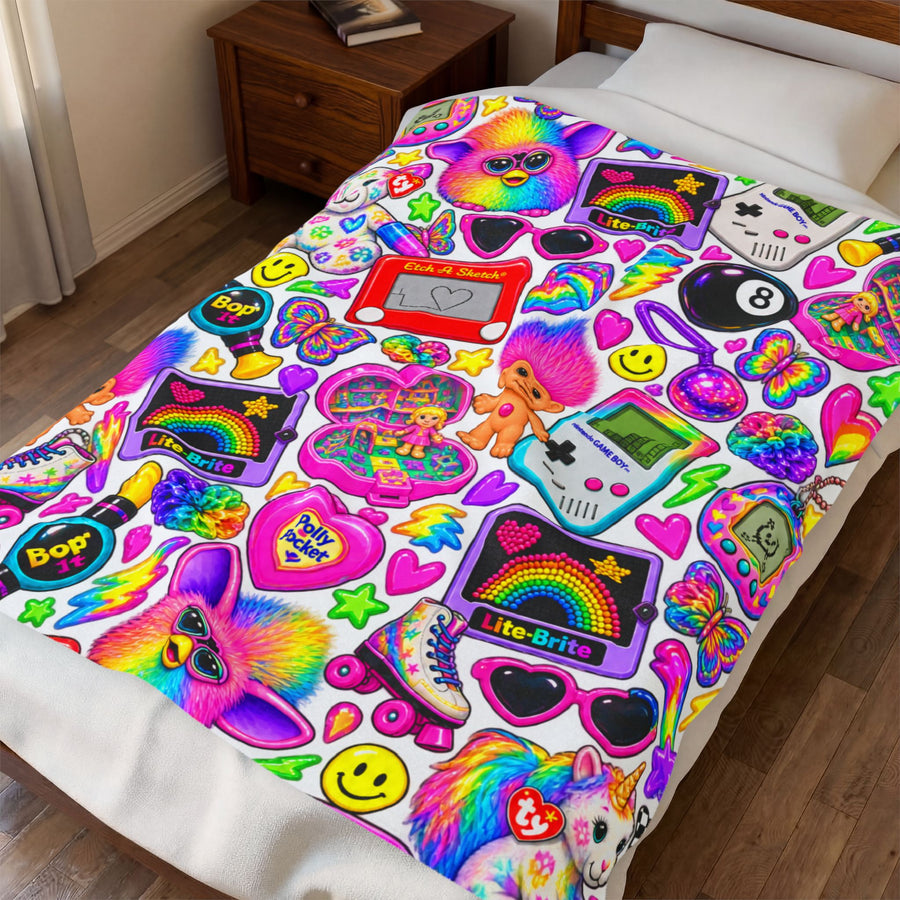Retro 90s Toys Velveteen Plush Blanket