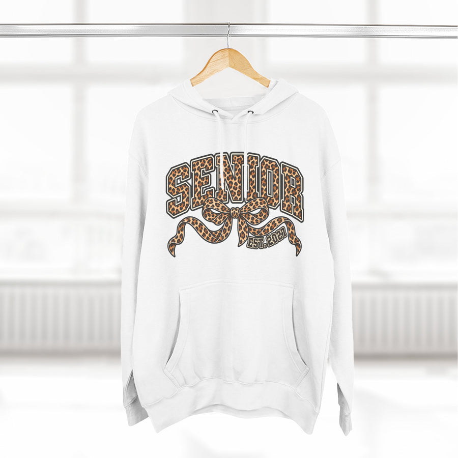 Senior Leopard Print Hoodie — 'Senior' Graphic Fleece Pullover