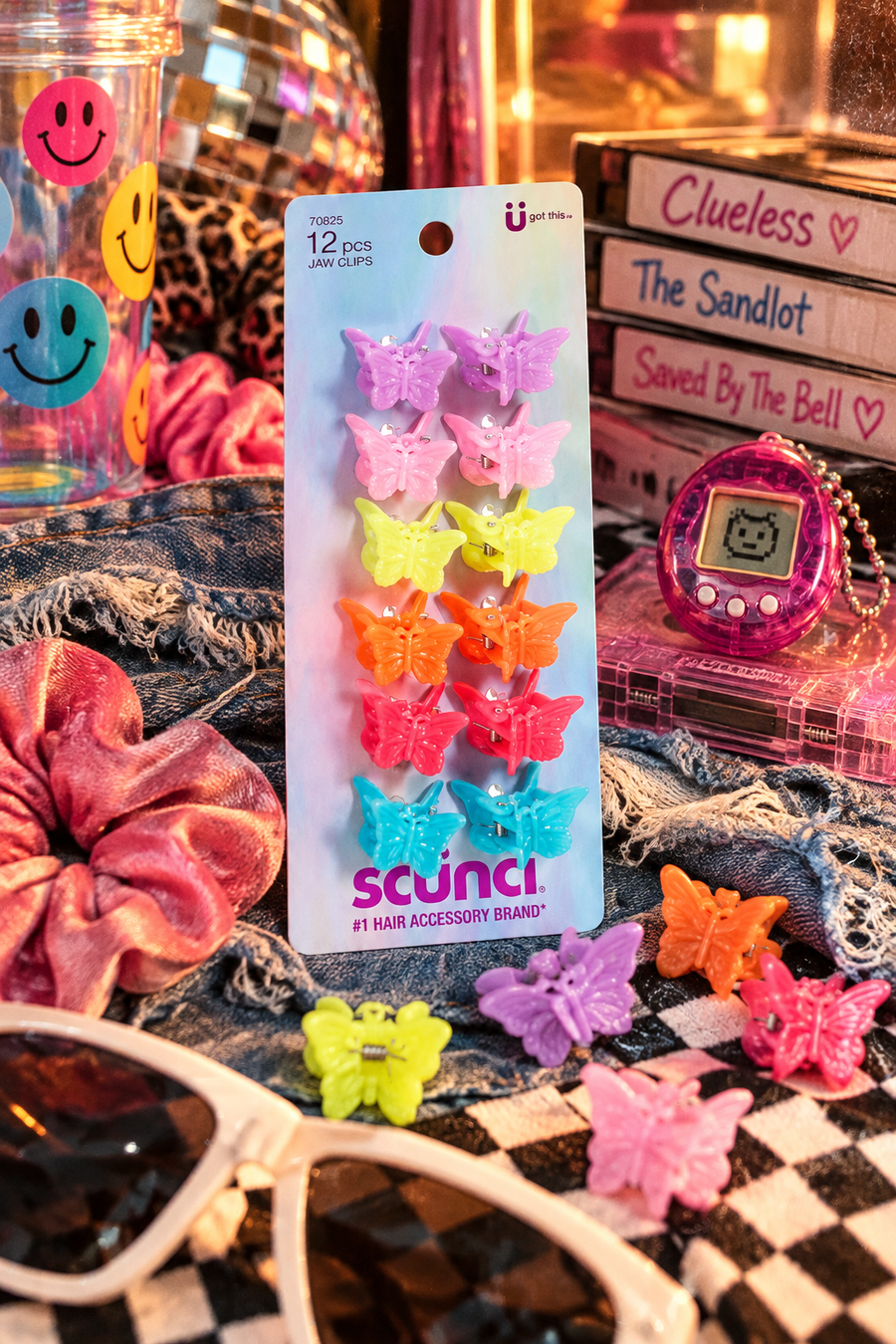 Scunci Butterfly Bright Colors Mini Jaw Clips - 12ct
