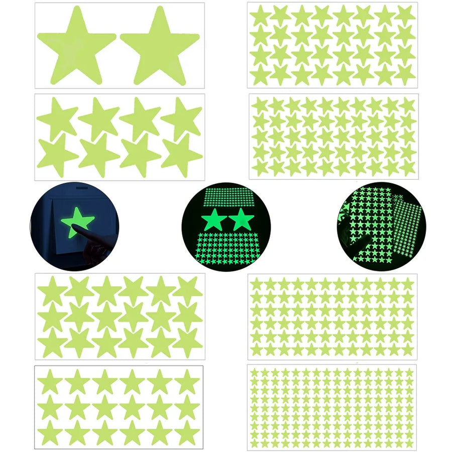 Glow In The Dark 3D Star Wall Stickers | Creative Luminous Room Decor