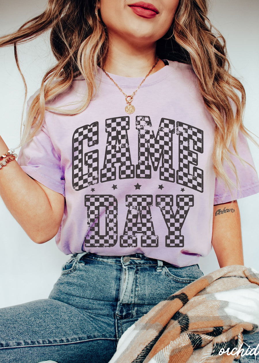 Game Day Checkered Tee *12 Colors (S-3X)