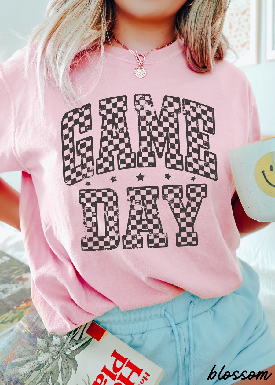 Game Day Checkered Tee *12 Colors (S-3X)