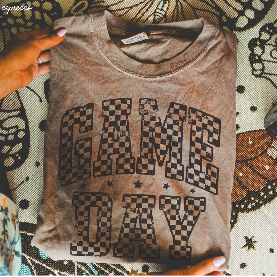Game Day Checkered Tee *12 Colors (S-3X)