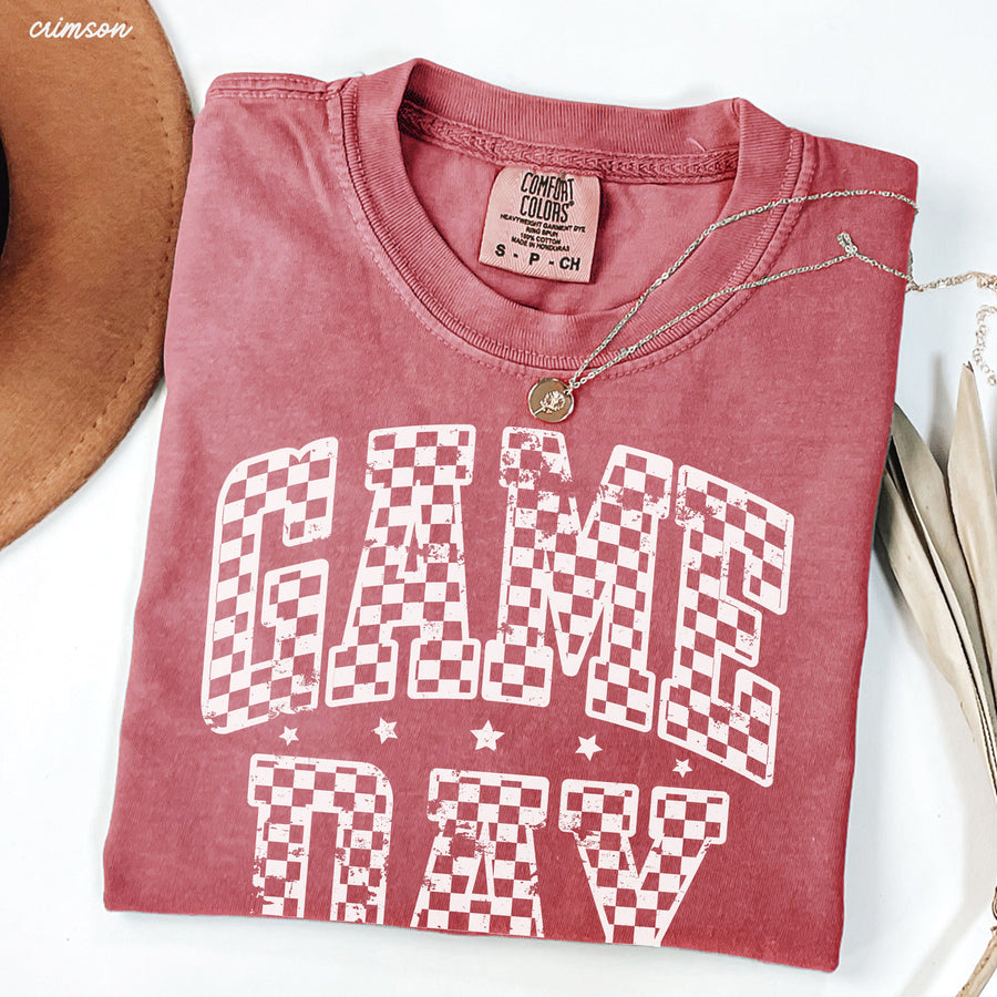 Game Day Checkered Tee *12 Colors (S-3X)