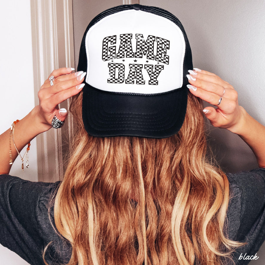 Checkered Game Day Trucker Hat *9 COLORS