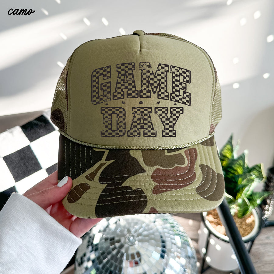 Checkered Game Day Trucker Hat *9 COLORS