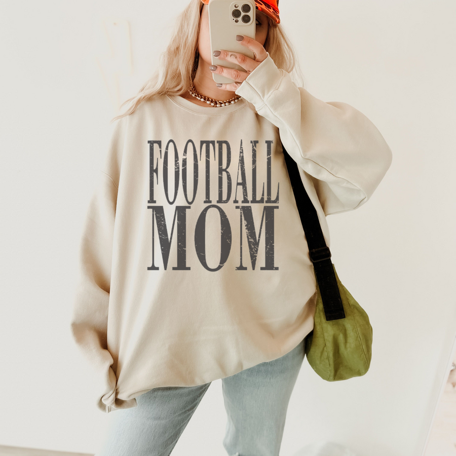 Distressed Football Mom Crewneck Sweatshirt